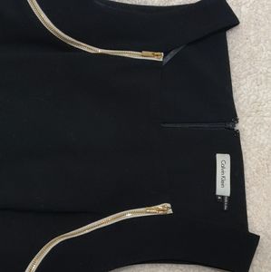 Like New, Calvin Klein, Black Dress w/ Gold Detail